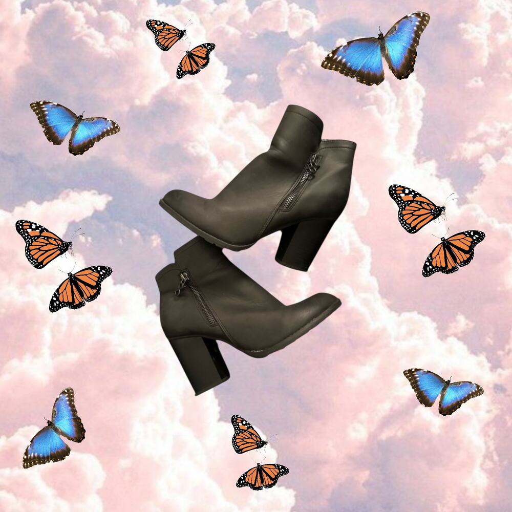 Parker and Sky Zip Up Chunky Black Booties